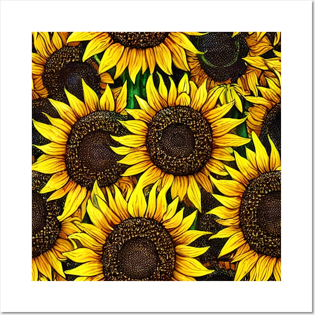 Large Sunny Sunflower Pattern Wall Art by CBV